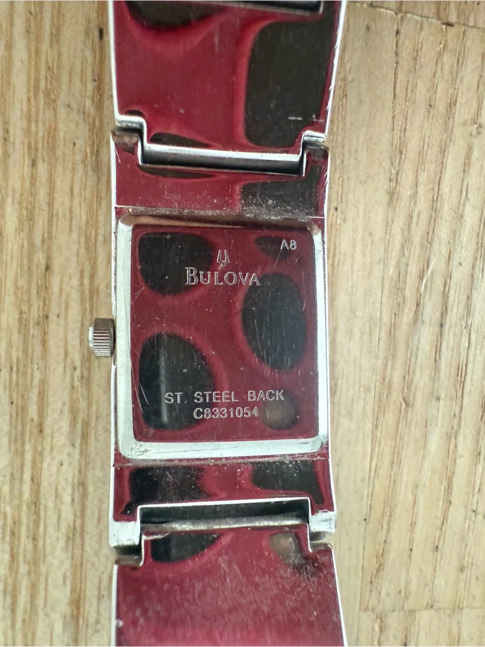 Bulova ladies rectangular silver tone crystal accented watch NEW BATTERY